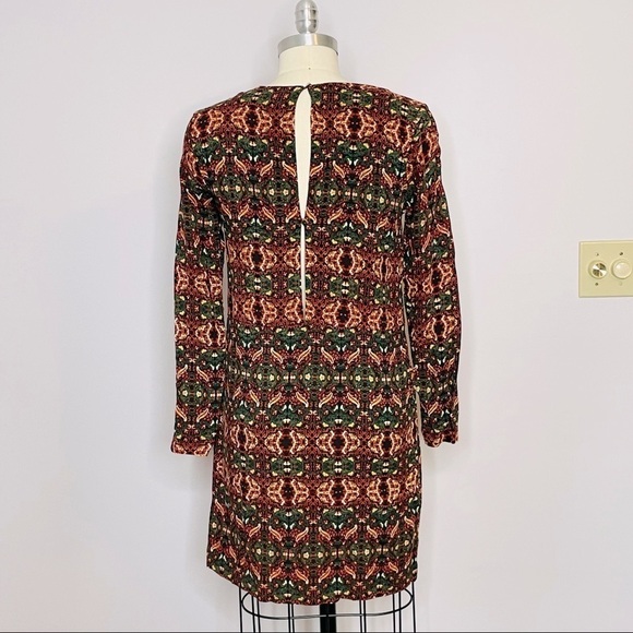 H&M Long Sleeve Boho Festival Multi Keyhole Back Mini Dress- Size 4 - Picture 4 of 10
